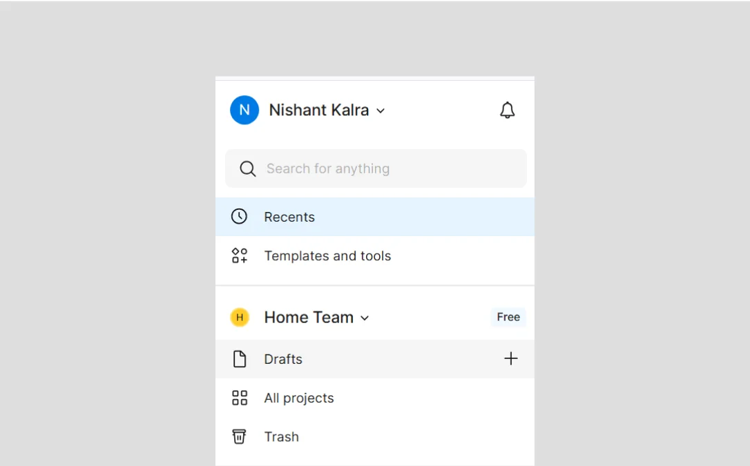 Figma left panel view