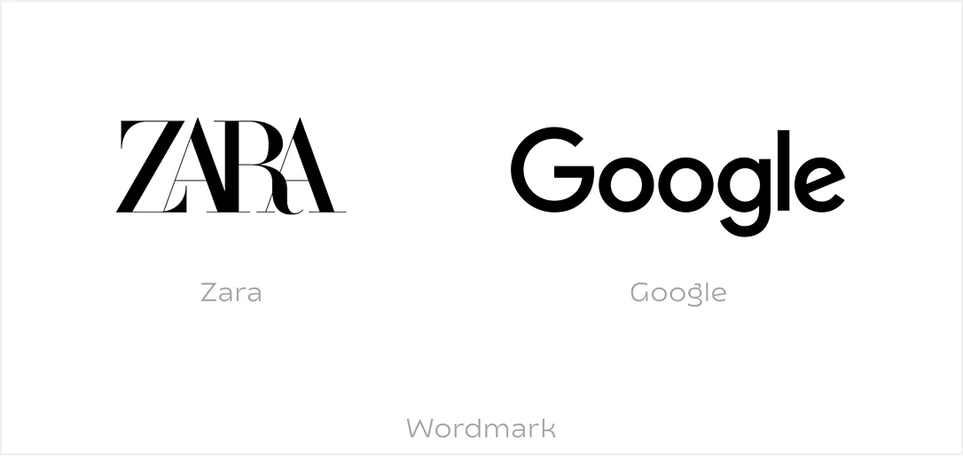 Wordmark Examples: ZARA; Google